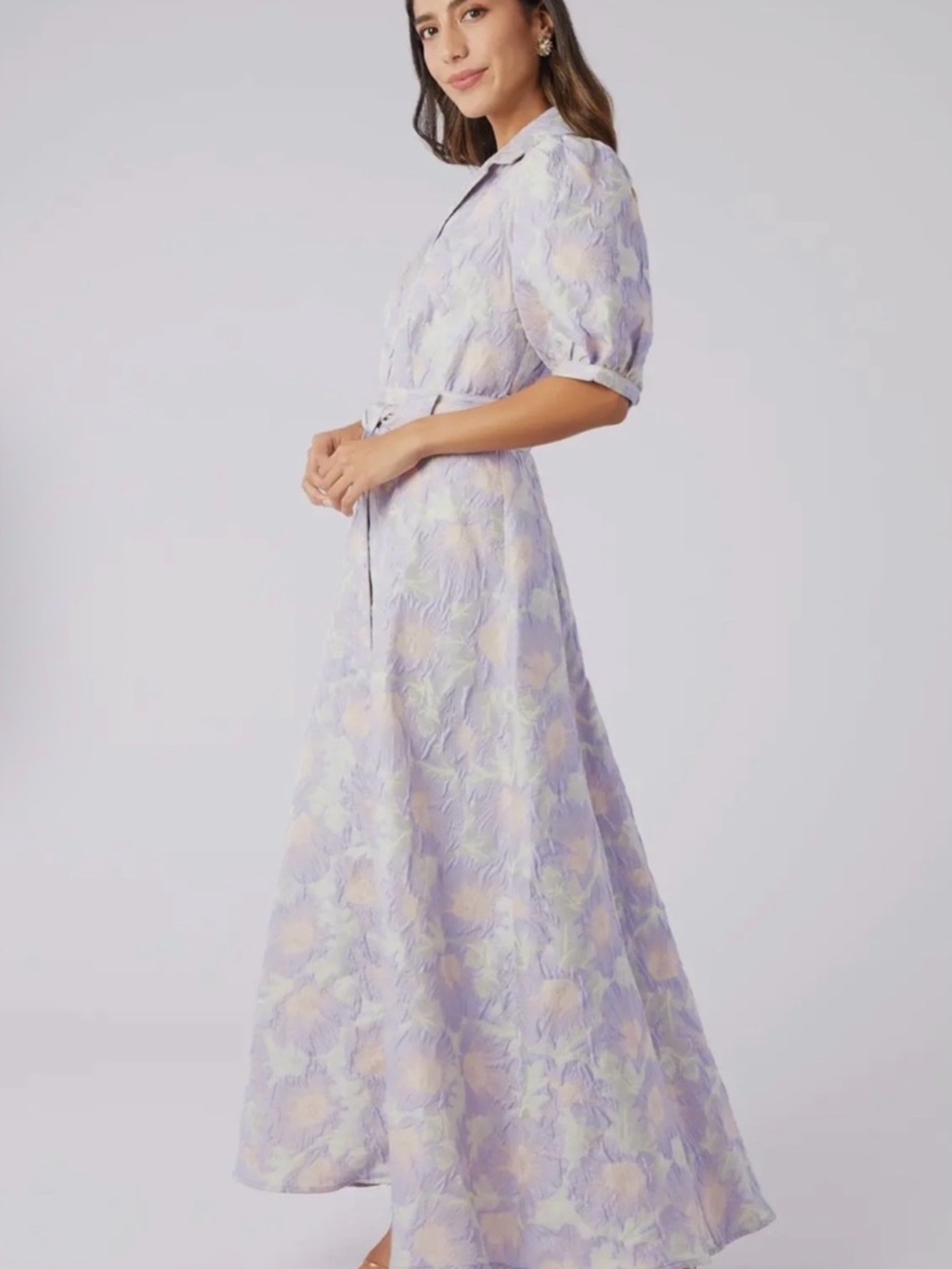 Alley Glass-Charlotte Gown-Lavender Puff-Sleeve Maxi Dress - Picture 3 of 9